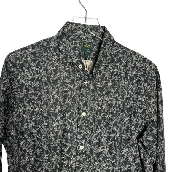 Soft Cloth Brand soft point collar mens shirt italian leaf print size medium - Picture 3 of 11